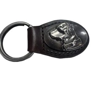 Brown Oval Lab Concho Key Fob