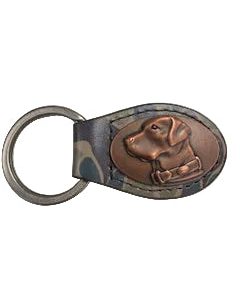 Green Old School Camo Leather Key Fob - Lab Concho