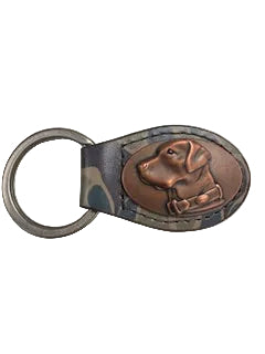 Green Old School Camo Leather Key Fob - Lab Concho