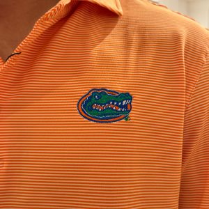 Dallas Wayne Gator Head Stripped Polo - Orange