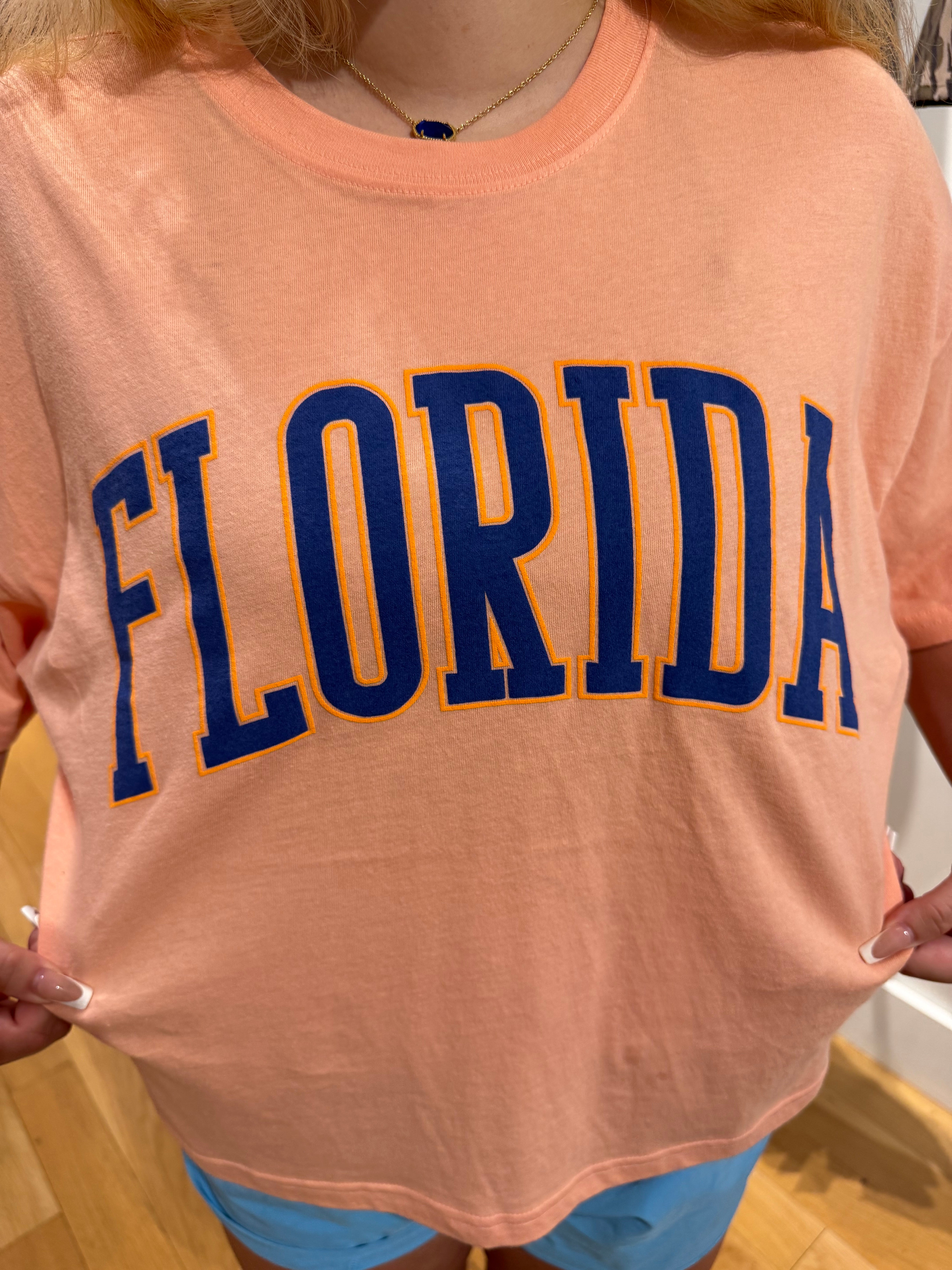Florida Graphic Cropped Tee - Peach