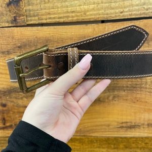 Nashville Distressed Brown Belt 1.5" w/ Stitch