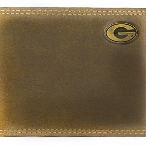 Georgia Bulldogs Vintage Tan Leather Bifold Wallet