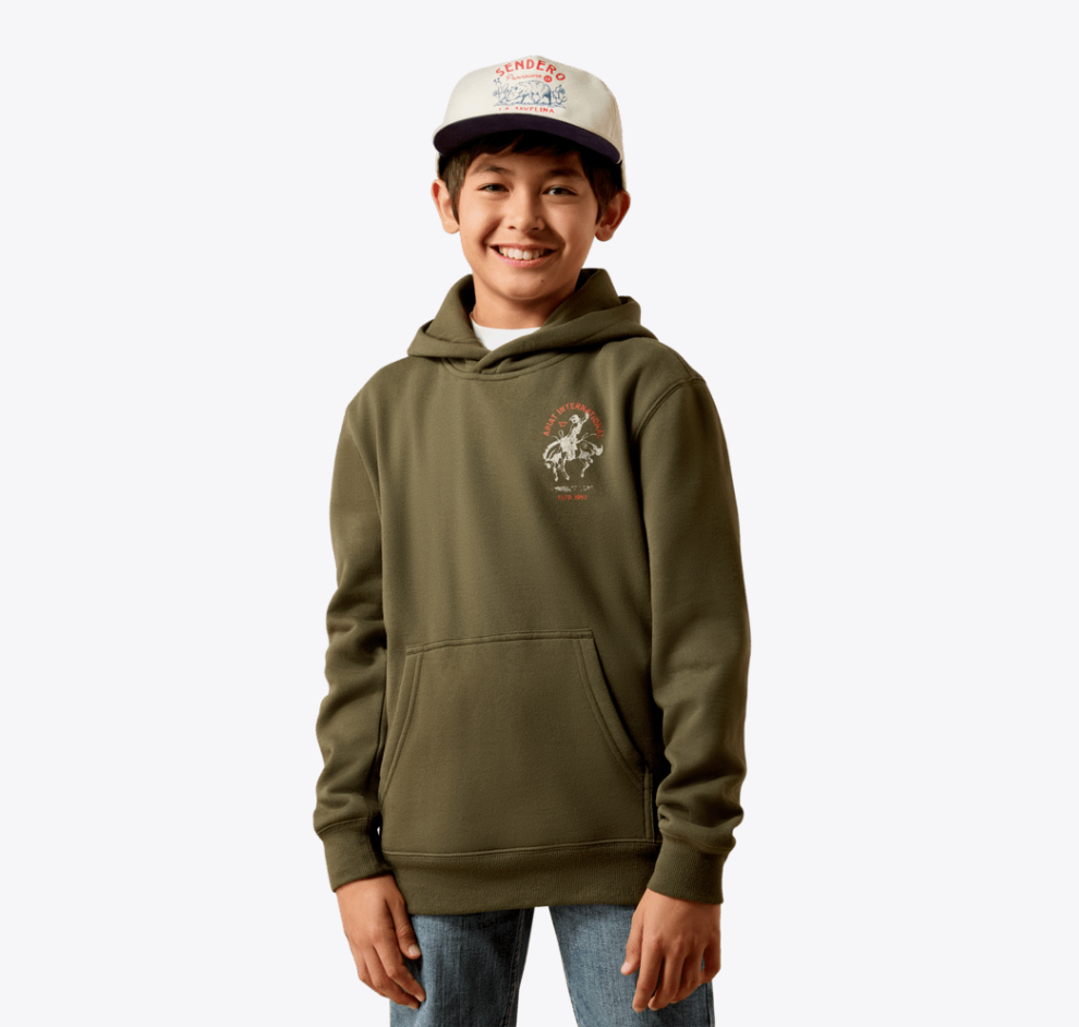 Youth Ariat International Rodeo Hoodie - Grape Leaf - Image 2