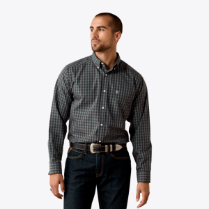 Wrinkle Free Barbary Classic Fit Shirt - Black Small Plaid