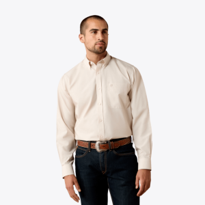 Wrinkle Free Solid Pinpoint Oxford Classic Fit Shirt - Savannah Tan