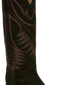 Clara Black Suede 15" Round Toe