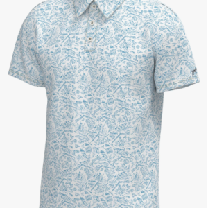 Pointer Pattern Performance Polo - White Hawaiian Blue Pattern