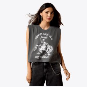 Kiss a Cowboy T-Shirt - FADED BLACK
