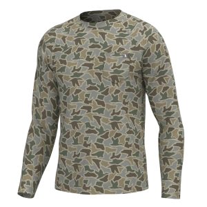 L/S Heather Blend Crew - Sand Duck Camo