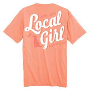 LG Stacked Script SS Tee - Neon Cantaloupe