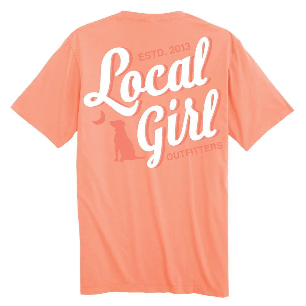 LG Stacked Script SS Tee - Neon Cantaloupe