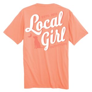 LG Stacked Script SS Tee - Neon Cantaloupe