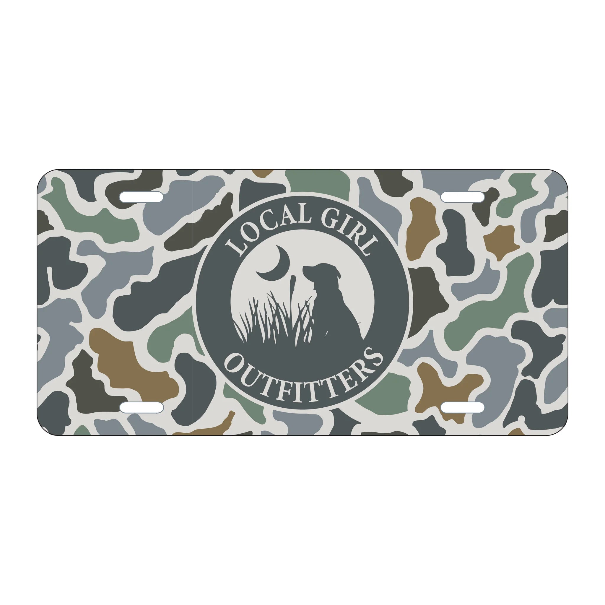 Localflage Bluff Dog & Moon License Plate