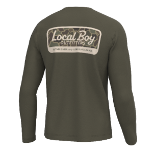 Graphic L/S Heather Blend Crew - Brush Camo Mark - Cedar