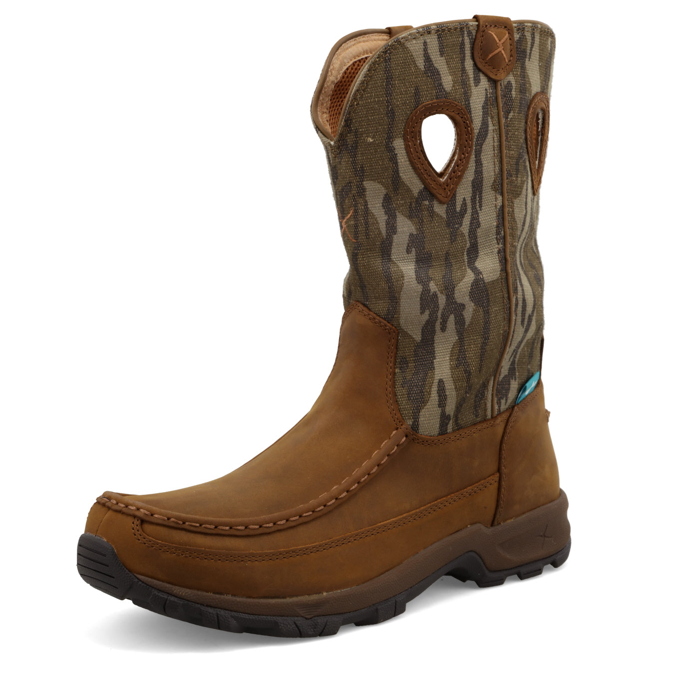 11" Pull On Hiker Boot Mossy Oak Bottomland Camo & Distressed Saddle