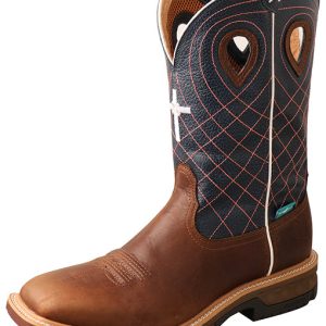 Men’s 12″ Alloy Toe Western Work Boot with CellStretch® – WP Mocha/Navy