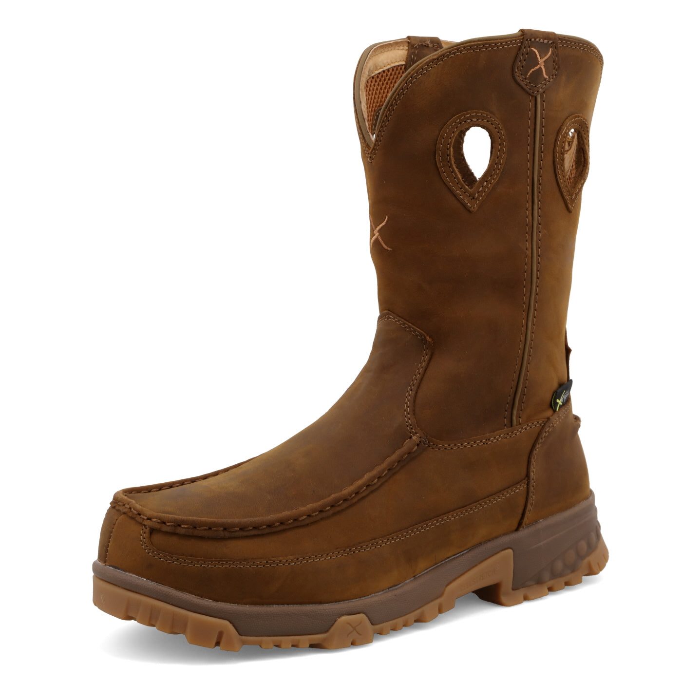 11" Pull On Work Boot Distressed Saddle