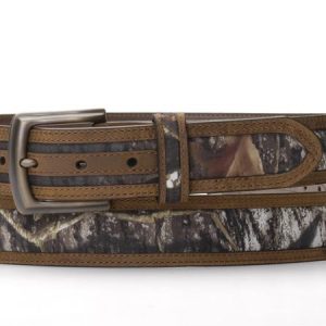 Nocona Men's Brown Leather Belt with Camo Center Inlay