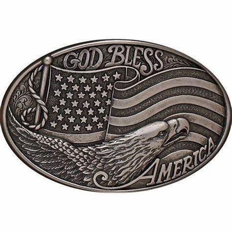 Nocona Oval God Bless America Buckle
