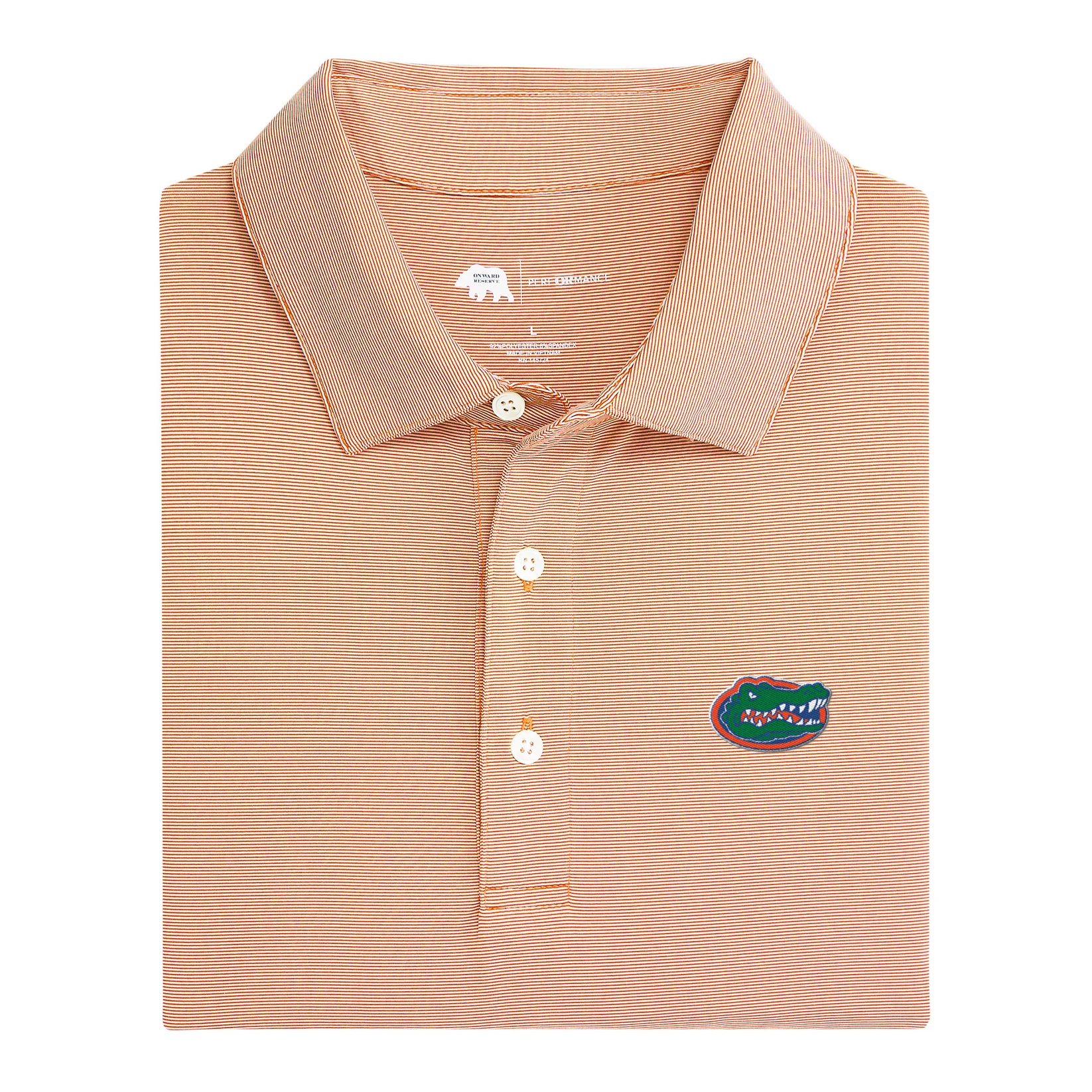 Florida Gator Head Hairline Stripe Performance Polo - Orange