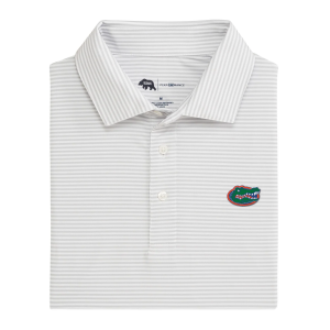 Florida Gator Head Echo Stripe Performance Polo - Harbor Mist