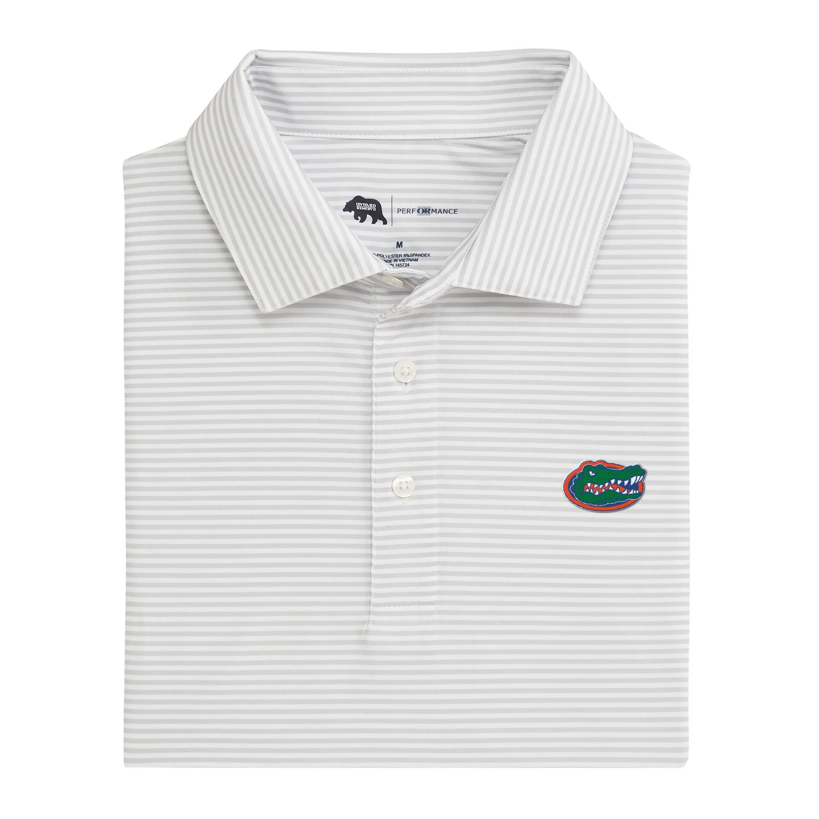 Florida Gator Head Echo Stripe Performance Polo - Harbor Mist