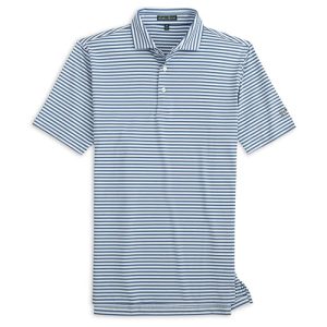 Gulf Stream Stripe Polo - Dusty Blue