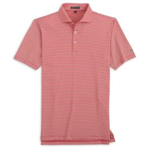 Dune Stripe Polo - Washed Red and White