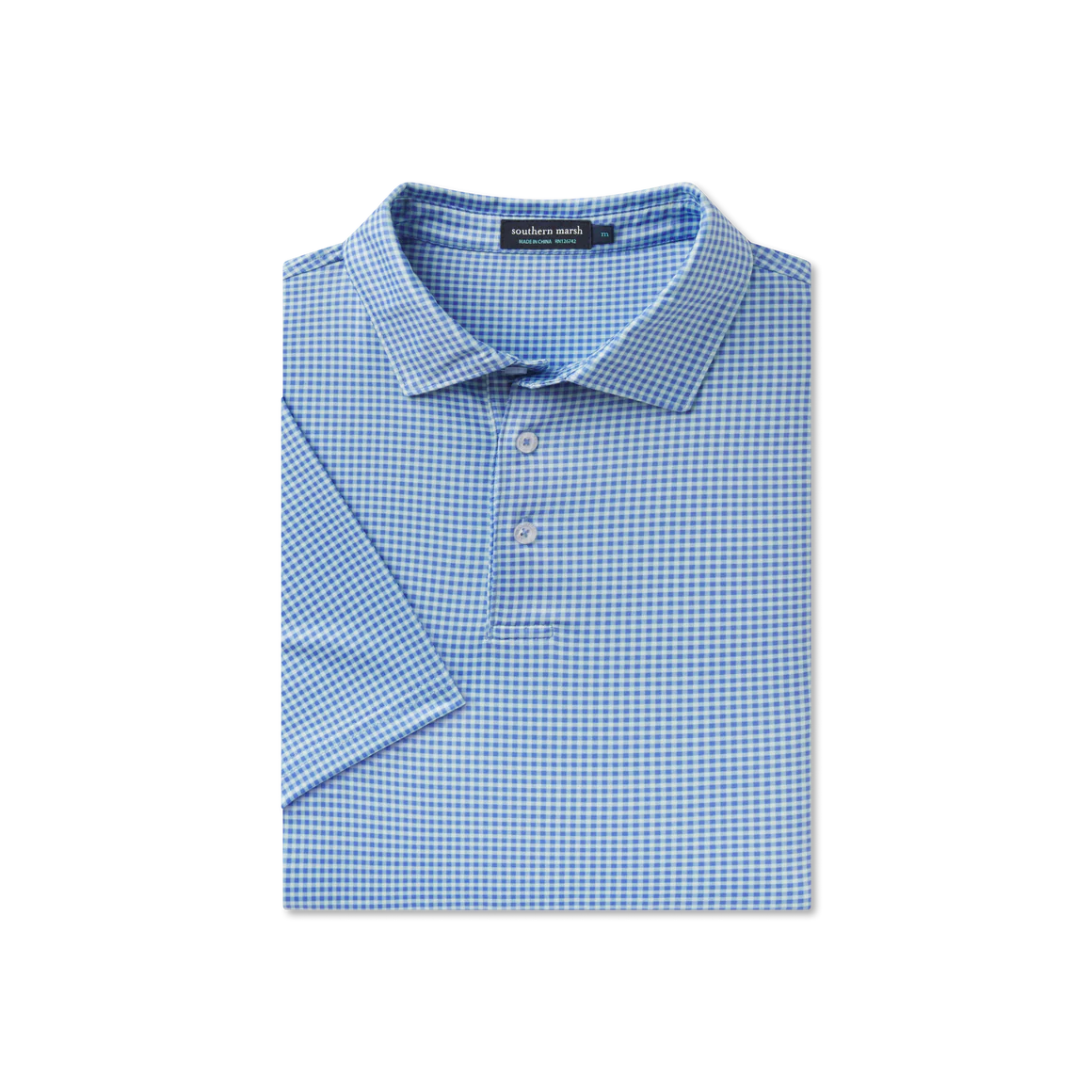 Walker Performance Polo - Slate & Mint Gingham