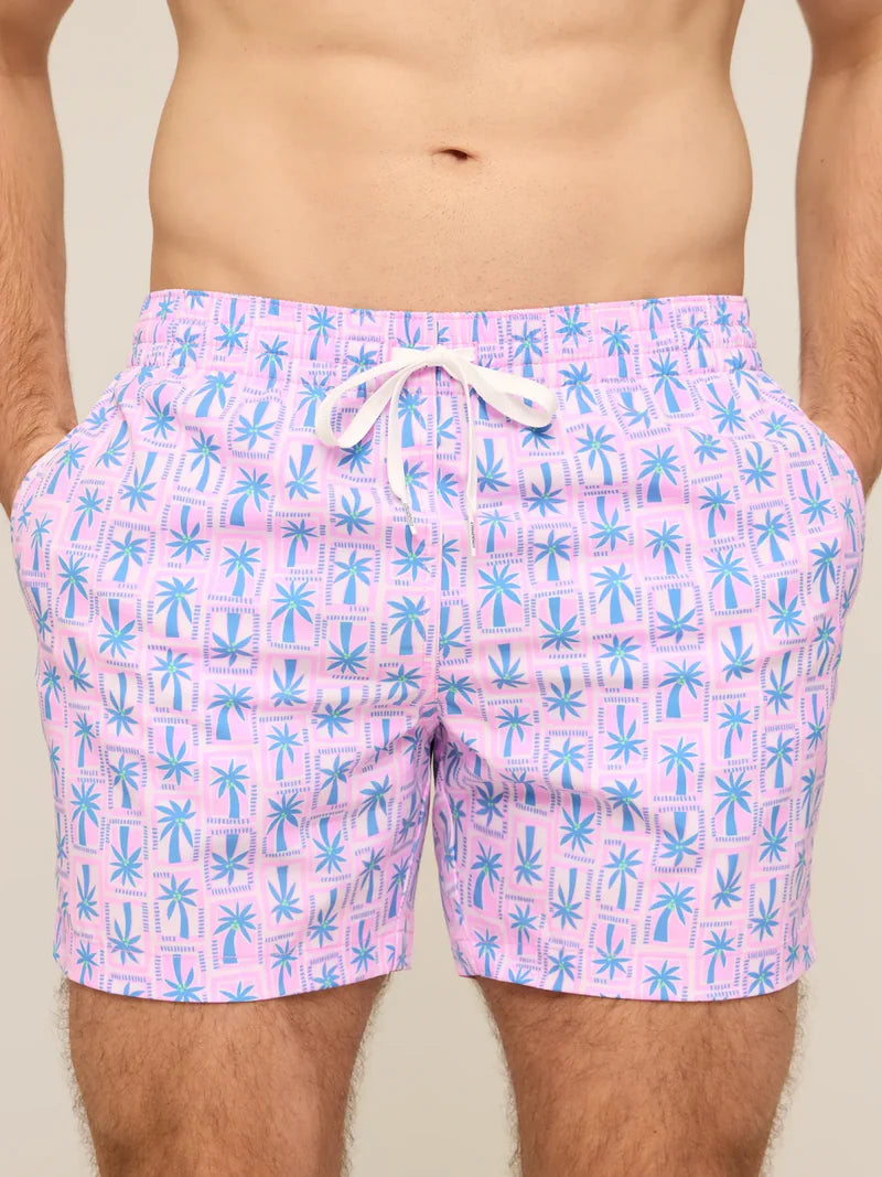 The Miami Mosaic Classic Lined Swim Trunk - Pink