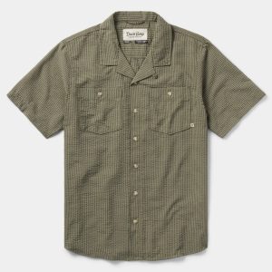 M's Coastal Seersucker Shirt Short Sleeve - Moss