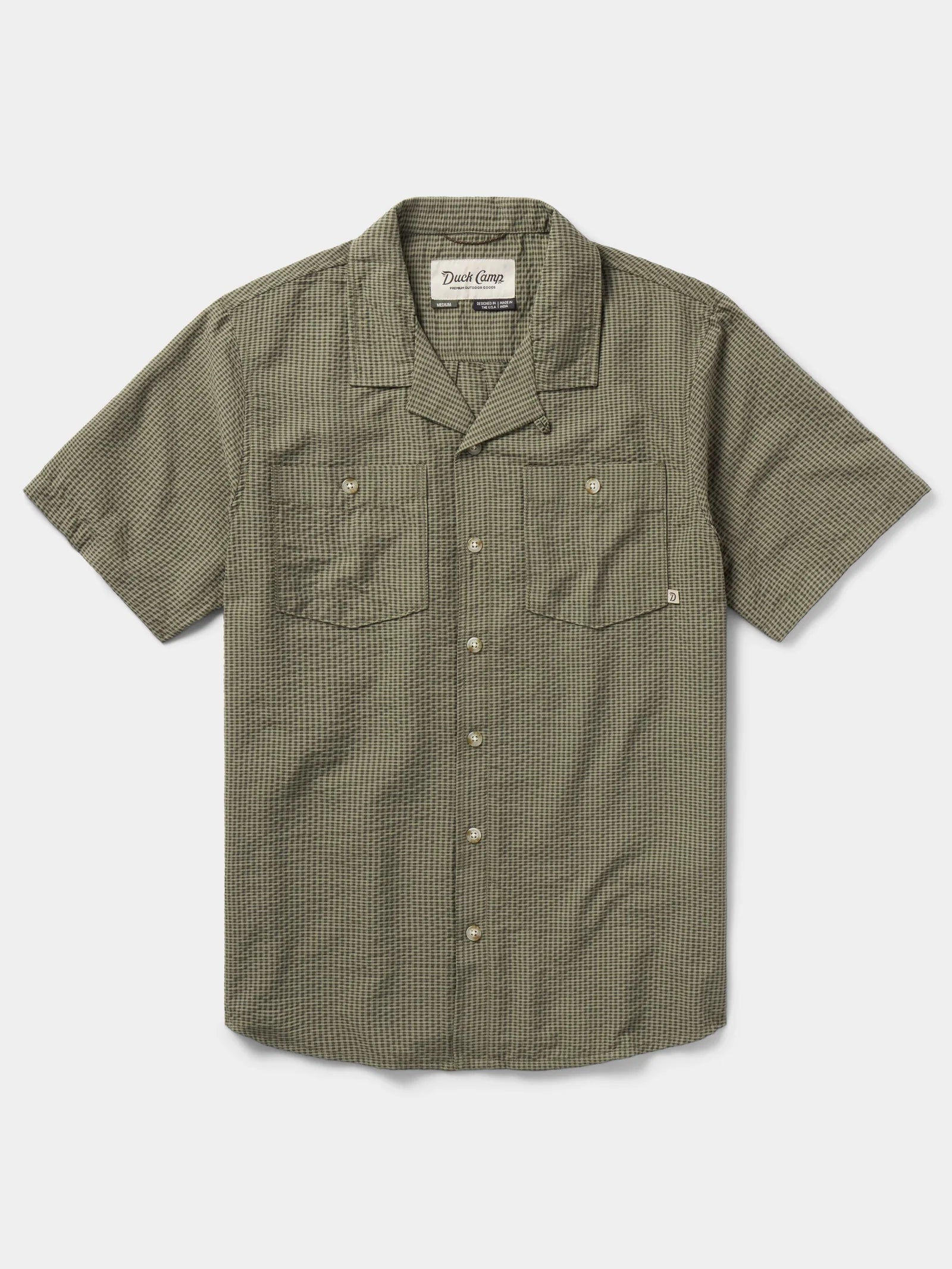 M's Coastal Seersucker Shirt Short Sleeve - Moss