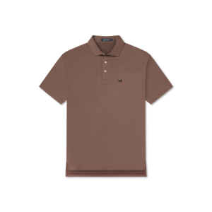 Bermuda Performance Polo Wellington Stripe - Maroon/Tan