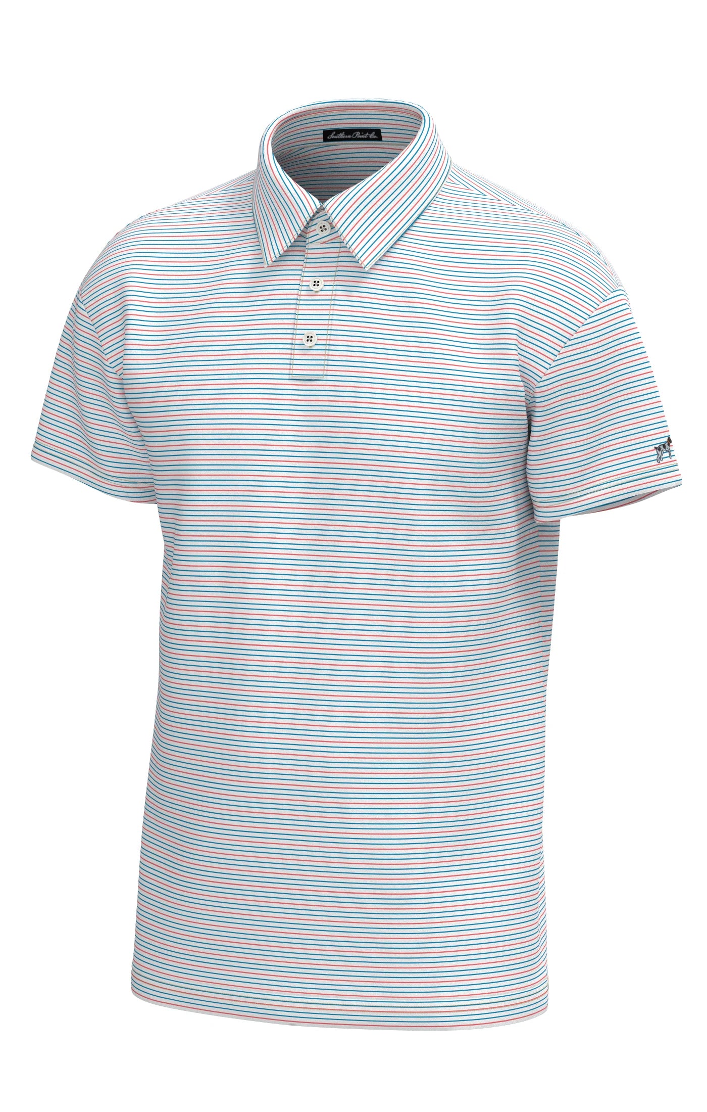 Youth Bayside Stripe Performance Polo - White Hawaiian Blue
