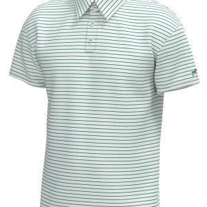 Horizon Stripe Performance Polo - White Blue Wing Teal