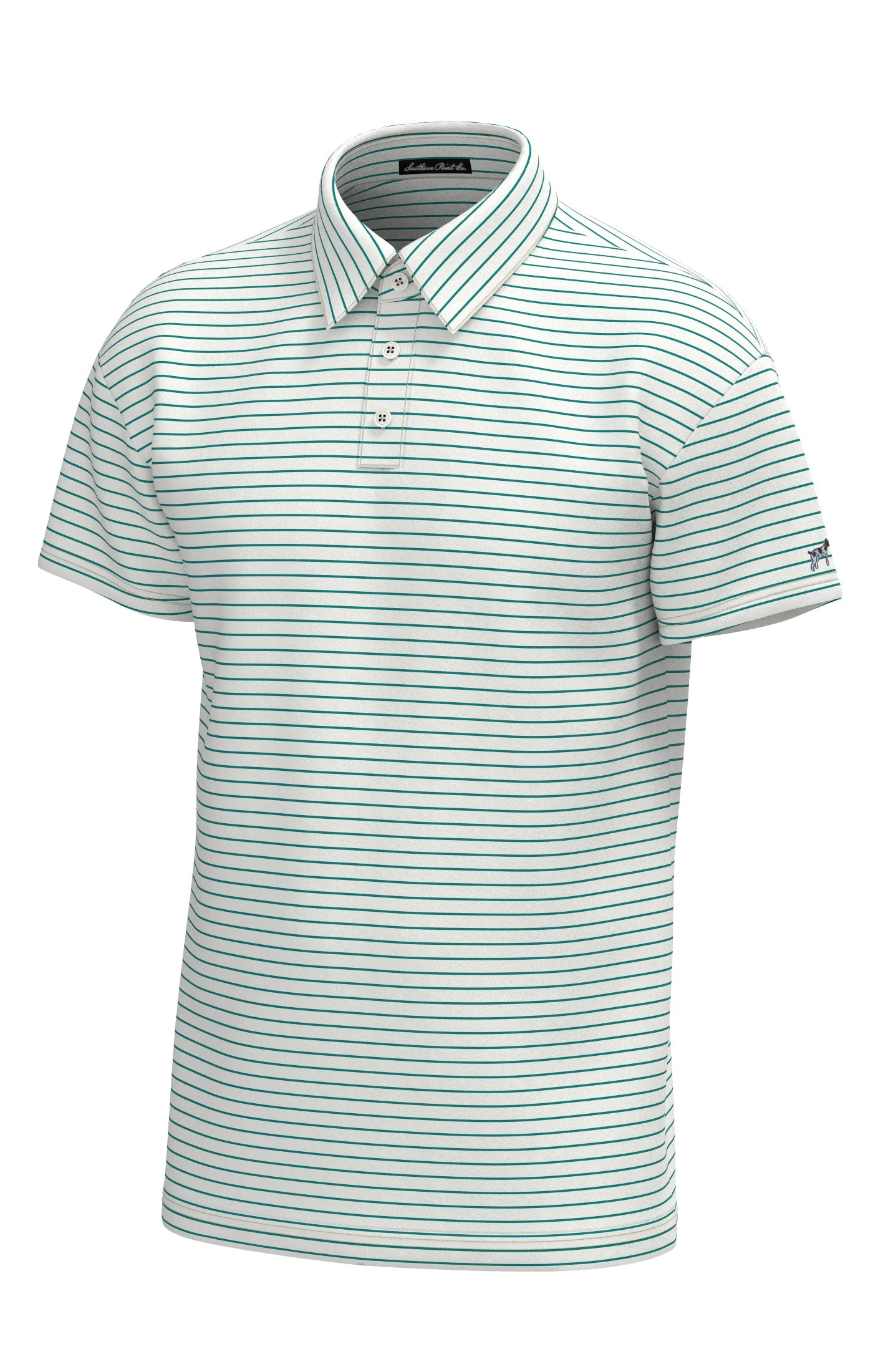 Horizon Stripe Performance Polo - White Blue Wing Teal