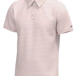 Horizon Stripe Performance Polo - Coastal Water White