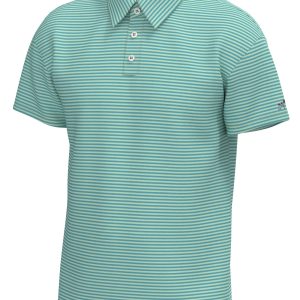 Youth Morgan Stripe Performance Polo - Coastal Water Spring Green