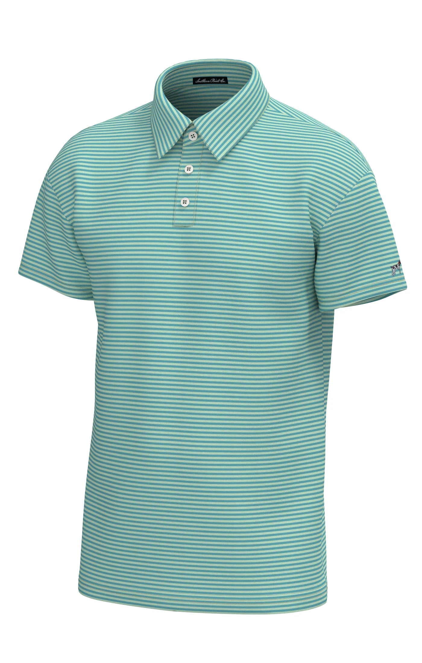 Youth Morgan Stripe Performance Polo - Coastal Water Spring Green