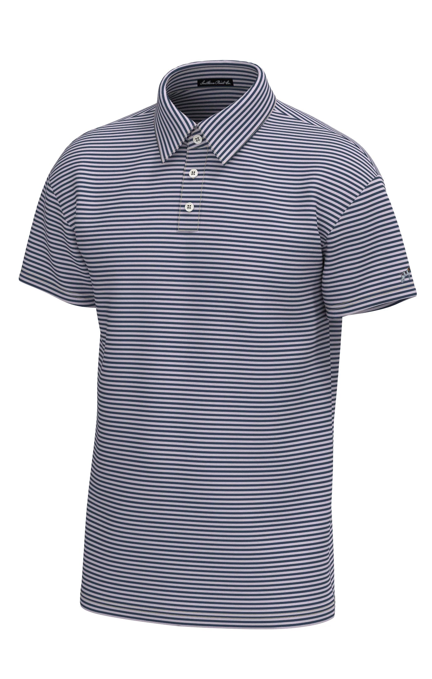 Youth Morgan Stripe Performance Polo - Deep Water/Jelly Stain