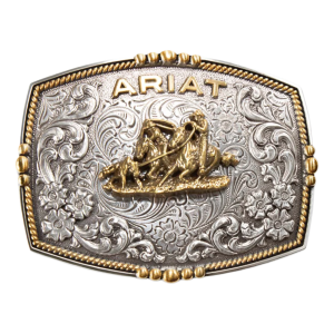 Ariat Men's Rectangle Team Roper Multi Finish Belt Buckle