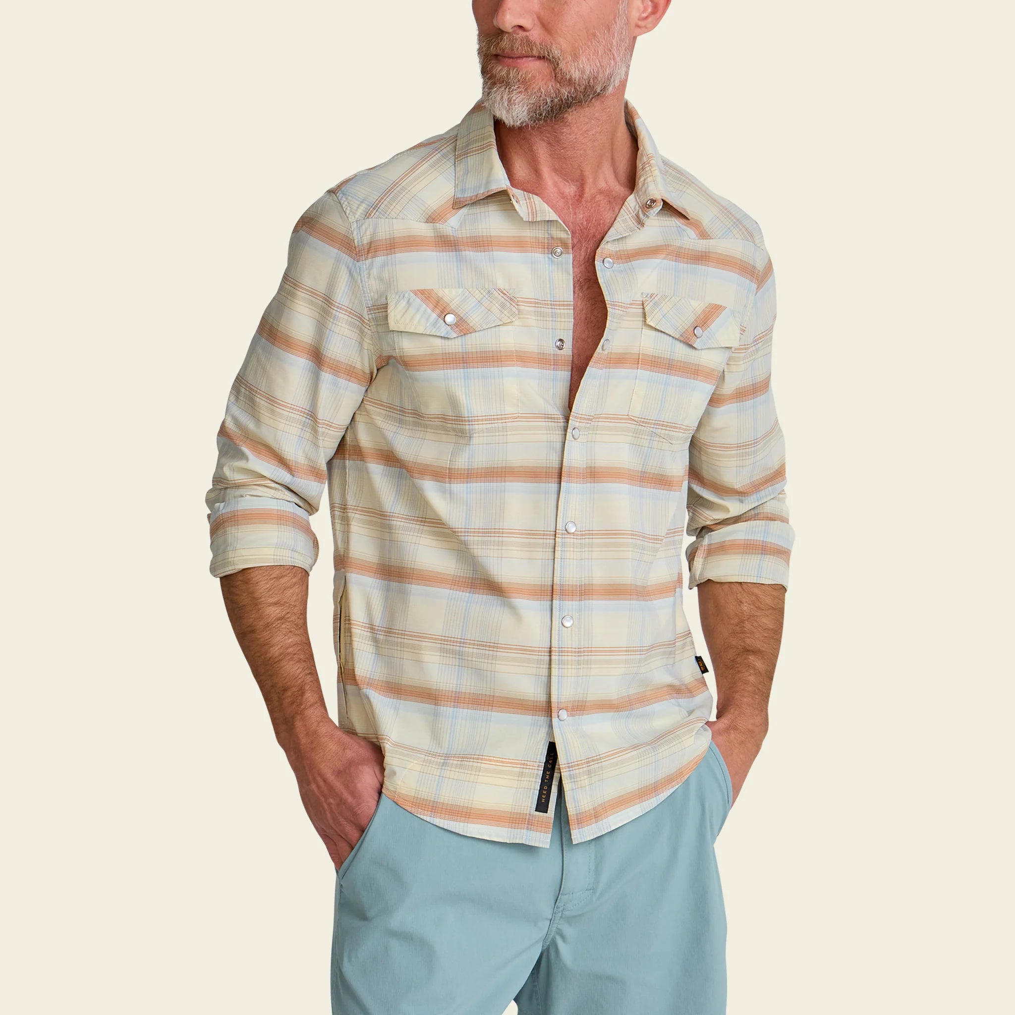 H Bar B Tech Longsleeve - Cameron Plaid - Cream