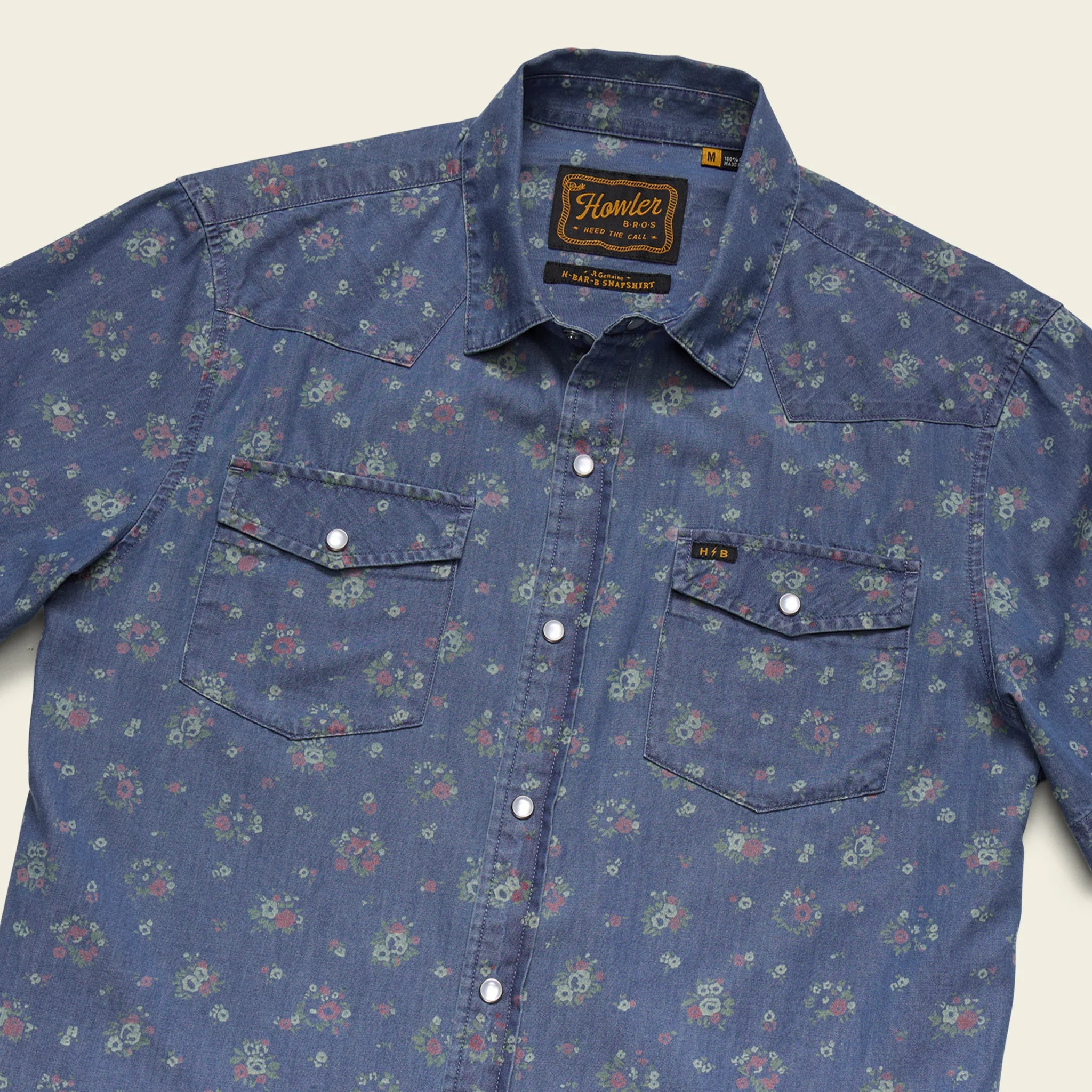 H Bar B Snapshirt - Bouquets - Washed Indigo - Image 6