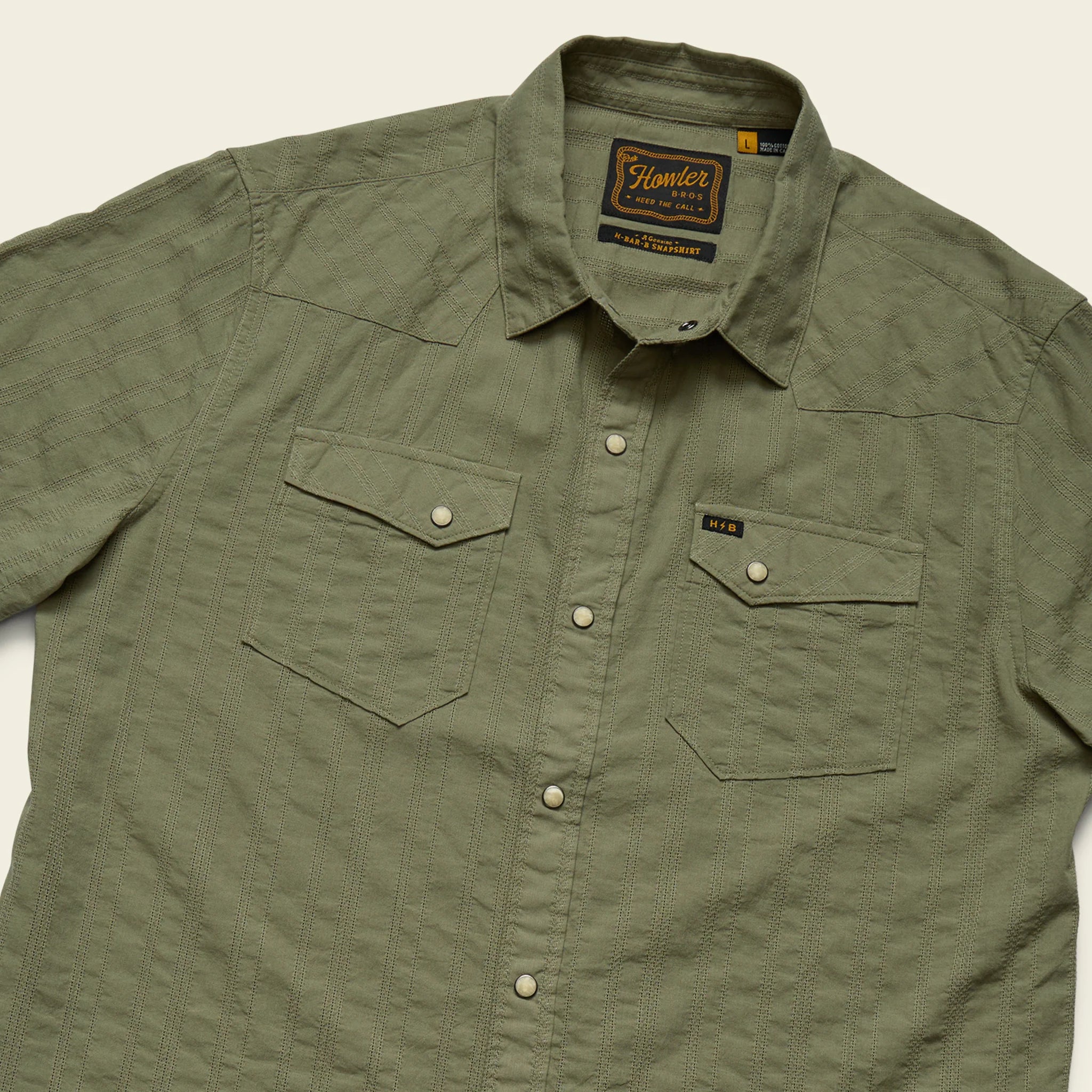H Bar B Snapshirt - Eyelet Stripe - Cadet - Image 2