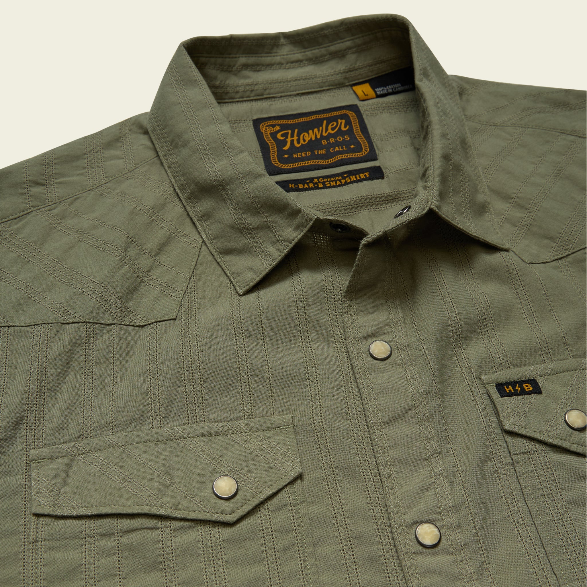 H Bar B Snapshirt - Eyelet Stripe - Cadet - Image 3