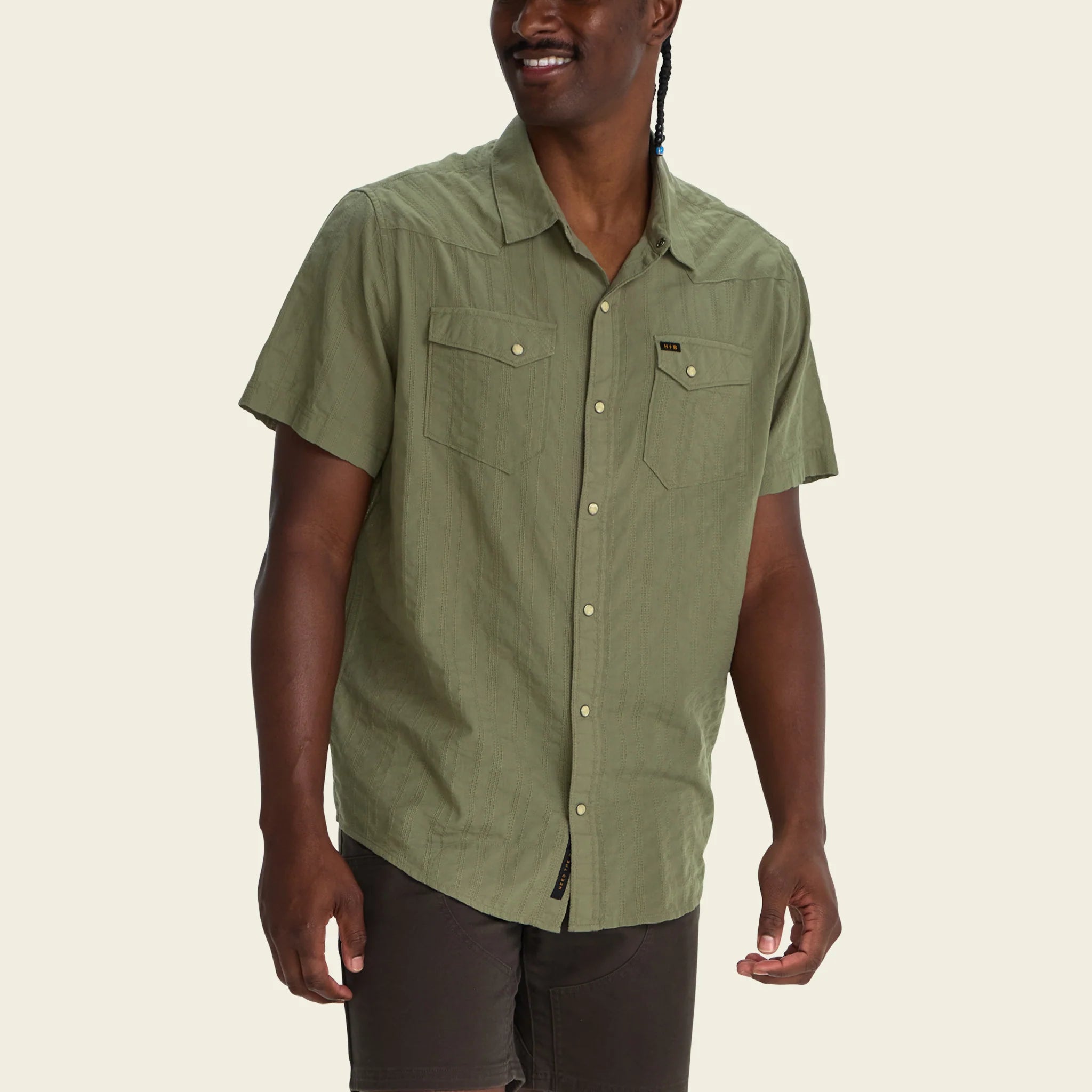H Bar B Snapshirt - Eyelet Stripe - Cadet - Image 5