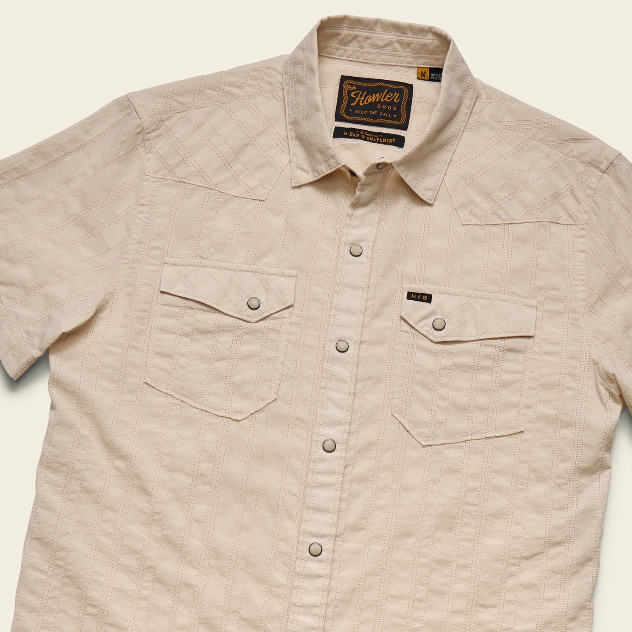 H Bar B Snapshirt - Eyelet Stripe - Off White - Image 2