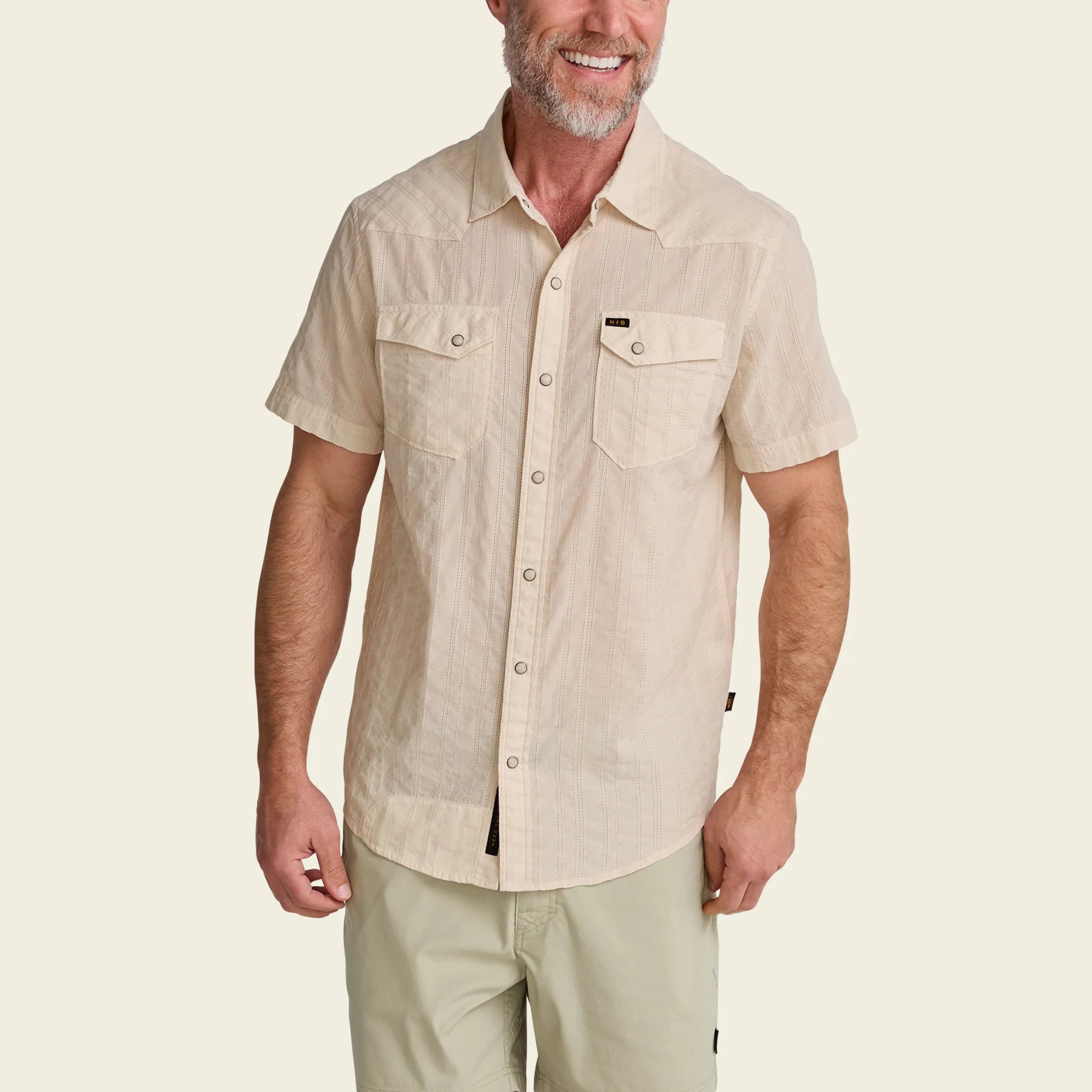 H Bar B Snapshirt - Eyelet Stripe - Off White - Image 7