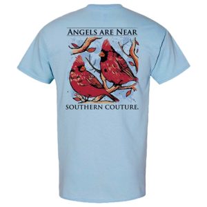 Southern Couture Classic Angels Are Near T-Shirt- Light Blue